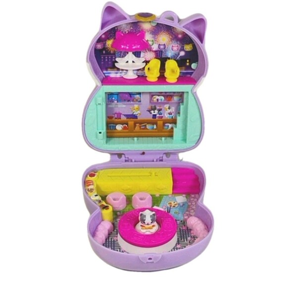 Mattel Polly Pocket Purple Cat Sushi Shop Compact Japanese Theme Mini Doll Toy - Picture 4 of 6